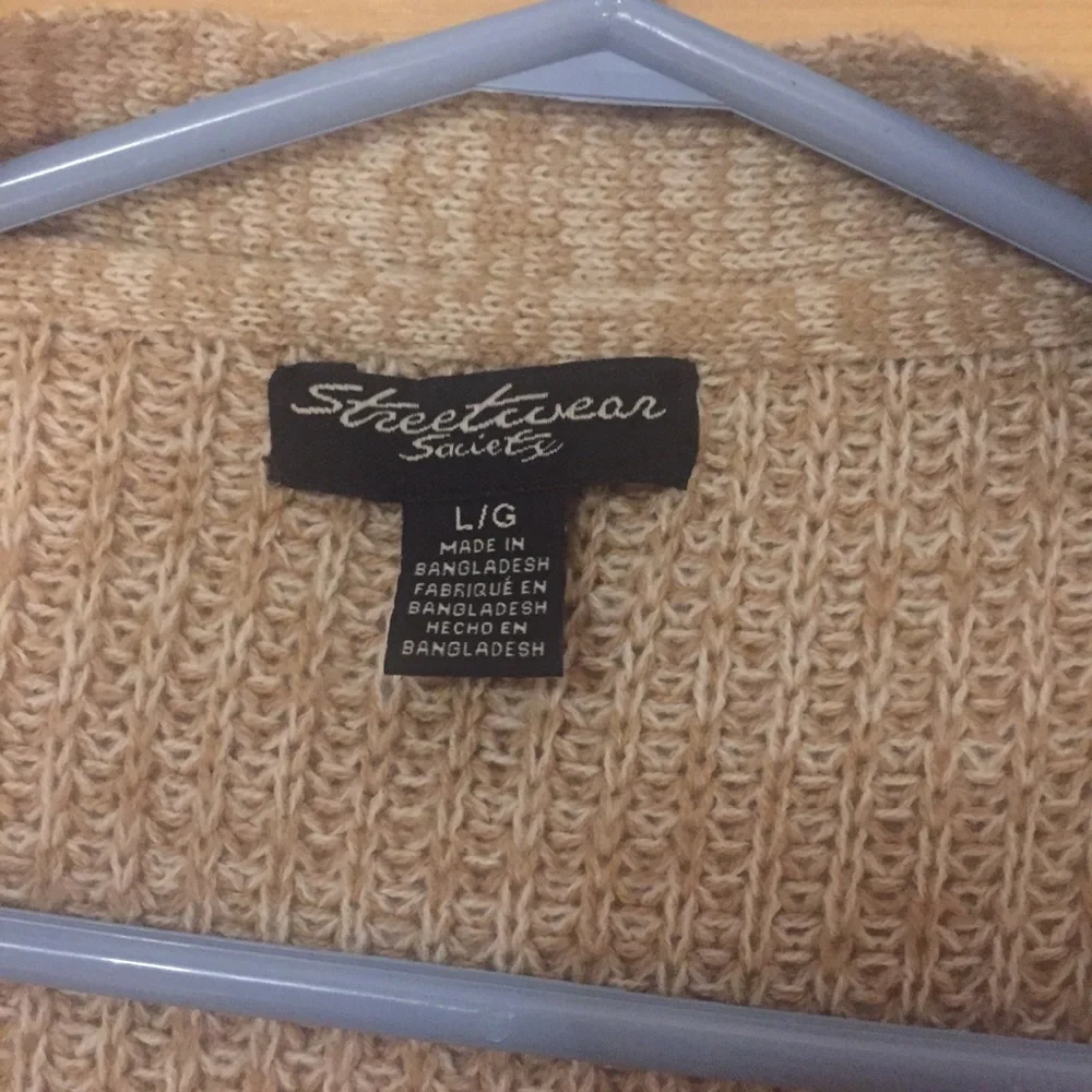 Oatmeal beige knit long cardigan - Picture 4 of 7